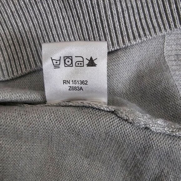 Indigo Rose Women's Gray Sheer Puff Sleeve Ruffled Knit Pullover Sweater Medium - Picture 9 of 11